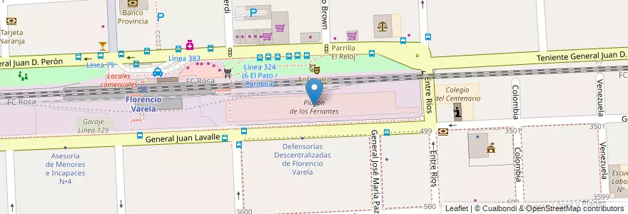 Mapa de ubicacion de Playón de los Feriantes en Arjantin, Buenos Aires, Partido De Florencio Varela, Florencio Varela.