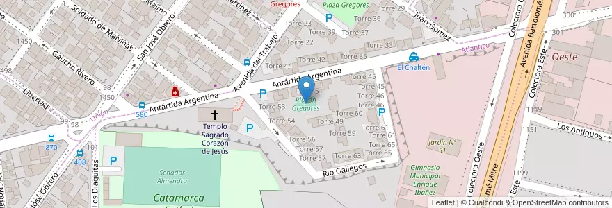 Mapa de ubicacion de Playón Gregores en アルゼンチン, チリ, サンタクルス州, Deseado, Caleta Olivia.