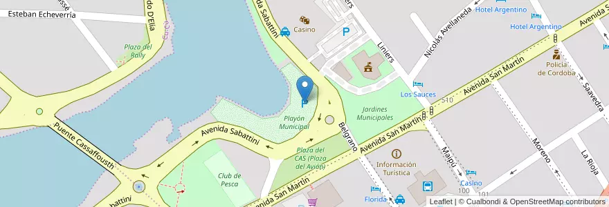 Mapa de ubicacion de Playón Municipal en Аргентина, Кордова, Departamento Punilla, Pedanía San Roque, Municipio De Villa Carlos Paz, Villa Carlos Paz.