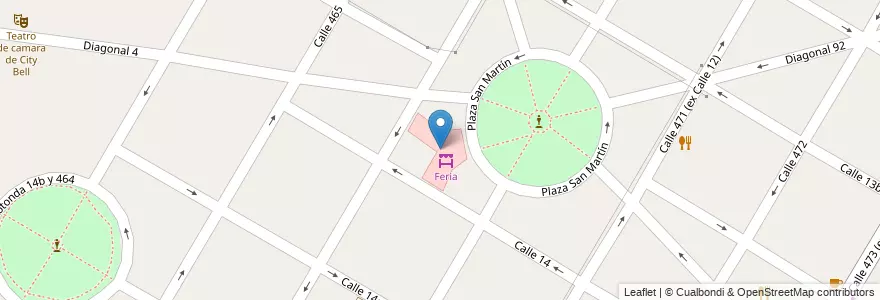 Mapa de ubicacion de Playon Municipal de City Bell, City Bell en Arjantin, Buenos Aires, Partido De La Plata, City Bell.