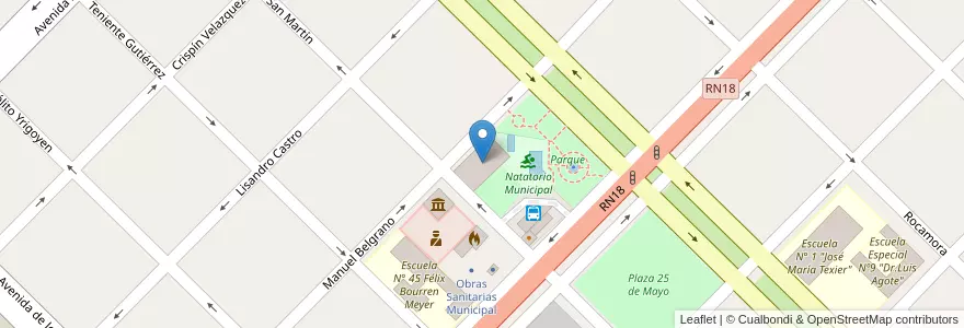 Mapa de ubicacion de Playón Polideportivo Municipal en الأرجنتين, إنتري ريوس, Departamento San Salvador, Distrito Arroyo Grande, San Salvador.