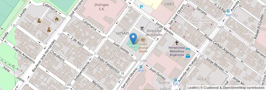 Mapa de ubicacion de Playón Unión en Arjantin, Şili, Santa Cruz, Deseado, Caleta Olivia.