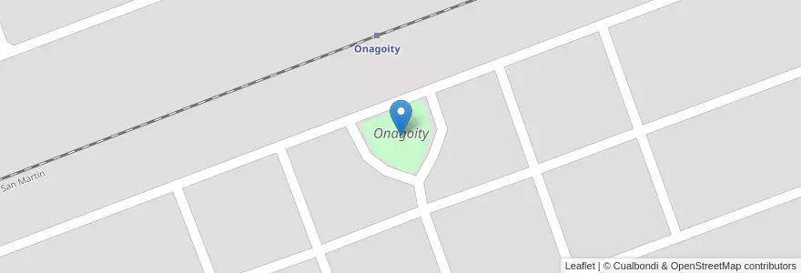 Mapa de ubicacion de Plaz Principal de Onagoity en الأرجنتين, Córdoba, Departamento General Roca, Pedanía Italó, Comuna De Onagoity, Onagoity.