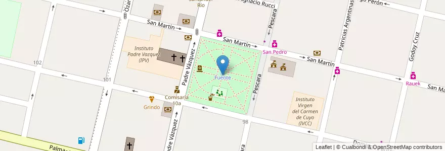 Mapa de ubicacion de Plaza 12 de Febrero en Argentine, Chili, Mendoza, Departamento Maipú, Distrito Ciudad De Maipú, Maipú.