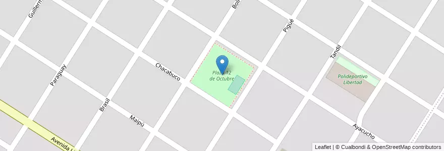 Mapa de ubicacion de Plaza 12 de Octubre en Arjantin, Buenos Aires, Partido De General Pueyrredón, Mar Del Plata.