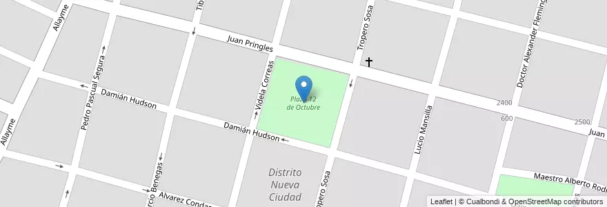 Mapa de ubicacion de Plaza 12 de Octubre en Аргентина, Чили, Мендоса, Departamento Guaymallén, Distrito Nueva Ciudad.
