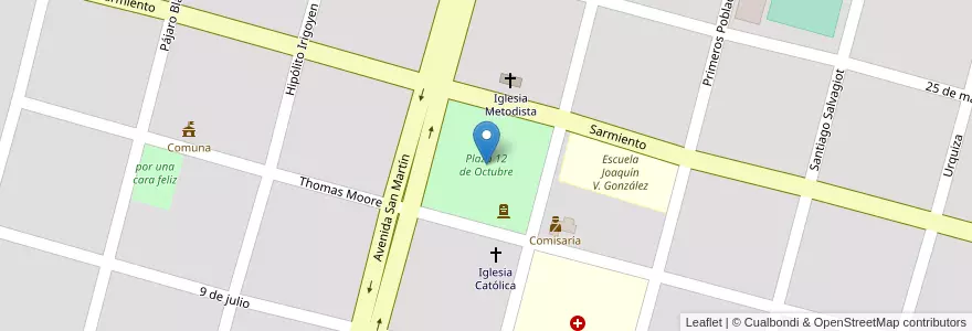 Mapa de ubicacion de Plaza 12 de Octubre en アルゼンチン, サンタフェ州, Departamento San Javier, Comuna De Alejandra.
