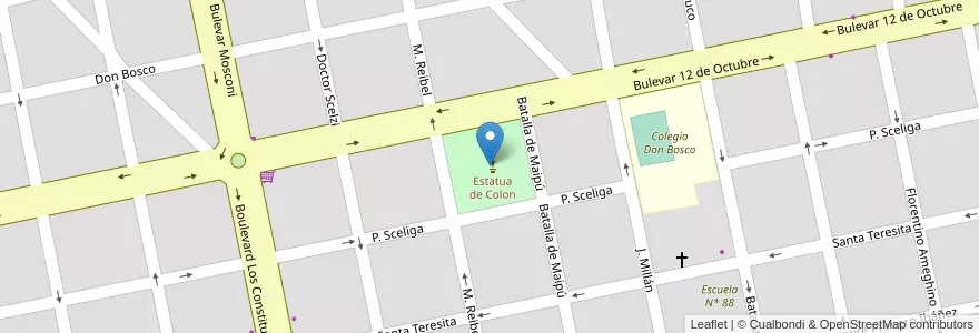 Mapa de ubicacion de Plaza 12 de Octubre en Аргентина, Междуречье, Departamento Uruguay, Distrito Molino, Concepción Del Uruguay.