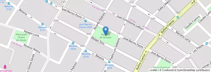 Mapa de ubicacion de Plaza 12 de Octubre en Argentina, Córdoba, Departamento Capital, Pedanía Capital, Córdoba, Municipio De Córdoba.