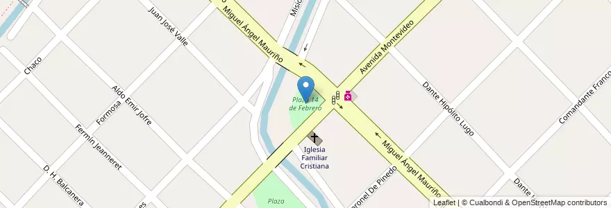 Mapa de ubicacion de Plaza 14 de Febrero en الأرجنتين, بوينس آيرس, Partido De Quilmes, Bernal.