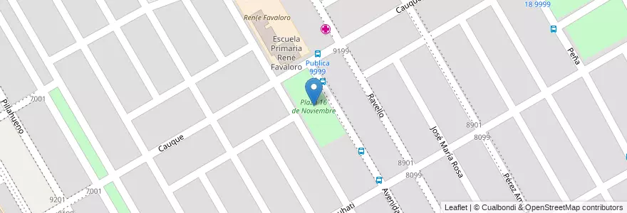 Mapa de ubicacion de Plaza 16 de Noviembre en الأرجنتين, Córdoba, Departamento Capital, Pedanía Capital, Córdoba, Municipio De Córdoba.