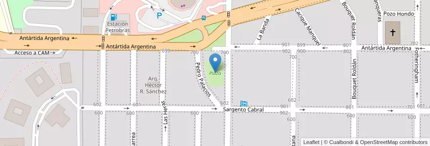 Mapa de ubicacion de Plaza en الأرجنتين, تشيلي, نيوكوين, Departamento Confluencia, Municipio De Neuquén, Neuquén.