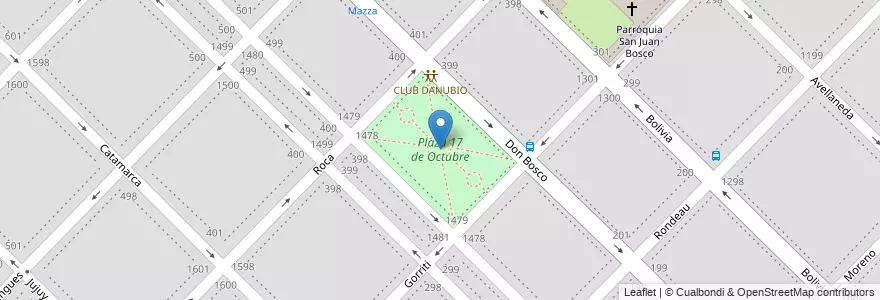 Mapa de ubicacion de Plaza 17 de Octubre en アルゼンチン, ブエノスアイレス州, Partido De Bahía Blanca, Bahía Blanca.