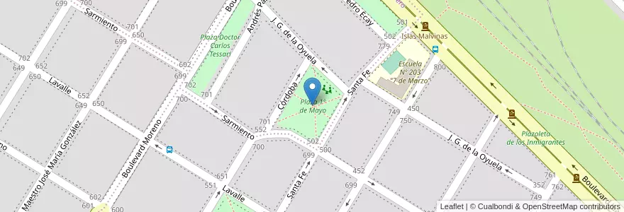 Mapa de ubicacion de Plaza 1º de Mayo en 阿根廷, 布宜诺斯艾利斯省, Partido De Patagones, Carmen De Patagones.