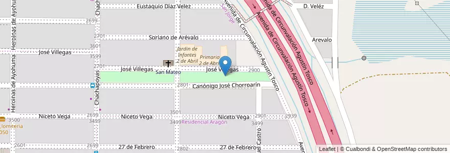 Mapa de ubicacion de Plaza 2 de abril. en آرژانتین, Córdoba, Departamento Capital, Pedanía Capital, Córdoba, Municipio De Córdoba.