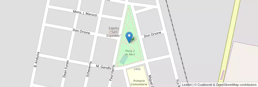 Mapa de ubicacion de Plaza 2 de Abril en 阿根廷, Santa Fe, Departamento Castellanos, Municipio De Rafaela.
