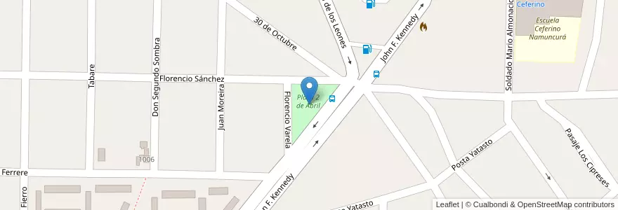Mapa de ubicacion de Plaza 2 de Abril en アルゼンチン, チリ, チュブ州, Departamento Escalante, Comodoro Rivadavia.