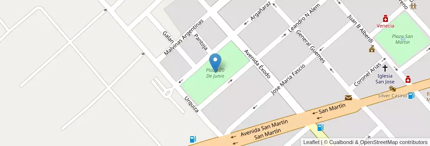 Mapa de ubicacion de Plaza 20 De Junio en Argentine, Jujuy, Departamento El Carmen, Municipio De Perico, Perico.