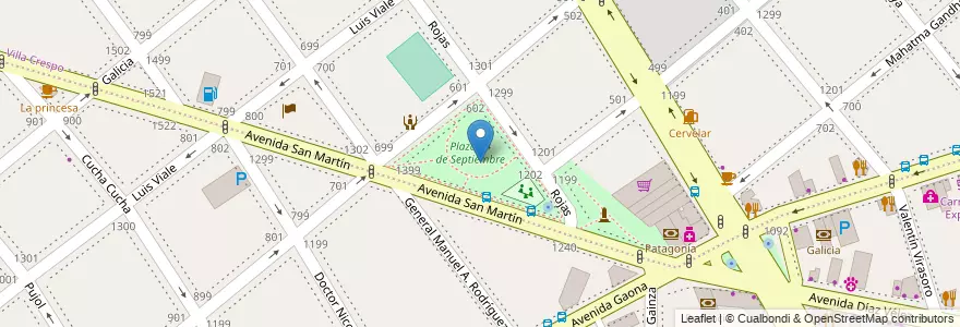 Mapa de ubicacion de Plaza 24 de Septiembre, Caballito en 阿根廷, Ciudad Autónoma De Buenos Aires, 布宜诺斯艾利斯, Comuna 6.