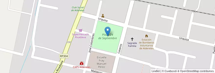 Mapa de ubicacion de Plaza 24 de Septiembre en 阿根廷, Tucumán, Departamento Cruz Alta, Alderetes.