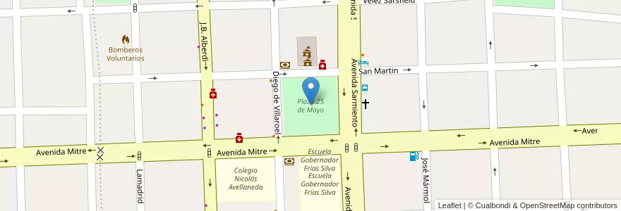 Mapa de ubicacion de Plaza 25 de Mayo en アルゼンチン, トゥクマン州, Departamento Río Chico, Aguilares, Municipio De Aguilares.
