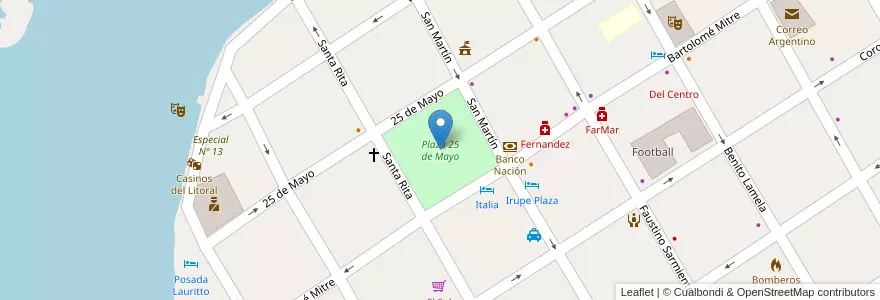 Mapa de ubicacion de Plaza 25 de Mayo en الأرجنتين, Corrientes, Departamento Esquina, Municipio De Esquina.