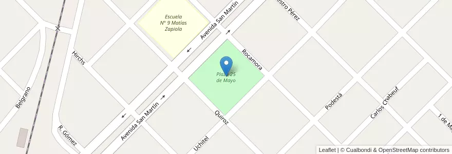 Mapa de ubicacion de Plaza 25 de Mayo en アルゼンチン, エントレ・リオス州, Departamento Uruguay, Basavilbaso, Distrito Genacito.