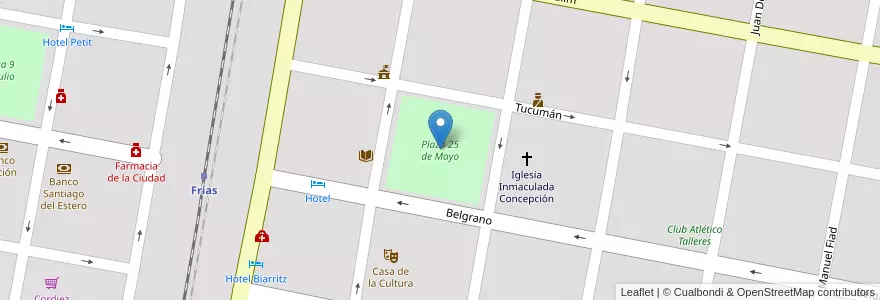Mapa de ubicacion de Plaza 25 de Mayo en Argentina, Santiago Del Estero, Departamento Choya, Frías.