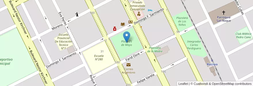 Mapa de ubicacion de Plaza 25 de Mayo en Argentina, Catamarca, Departamento La Paz, Municipio De Recreo, Recreo.