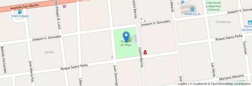 Mapa de ubicacion de Plaza 25 de Mayo en Argentinië, La Rioja, Departamento Rosario Vera Peñaloza, Chepes.