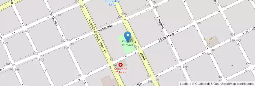 Mapa de ubicacion de Plaza 25 de Mayo en Argentinien, Provinz Buenos Aires, Partido De Dolores, Dolores.
