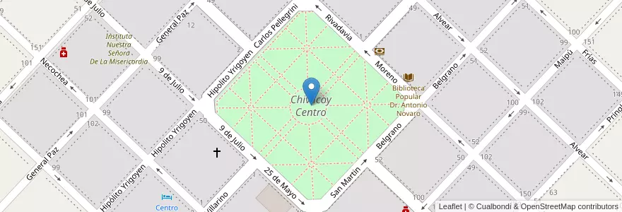 Mapa de ubicacion de Plaza 25 de Mayo en آرژانتین, استان بوئنوس آیرس, Partido De Chivilcoy, Chivilcoy.