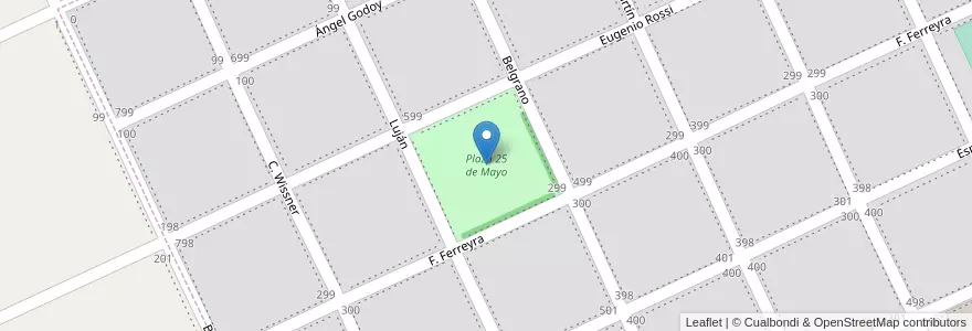Mapa de ubicacion de Plaza 25 de Mayo en アルゼンチン, ブエノスアイレス州, Partido De Pergamino, Manuel Ocampo.