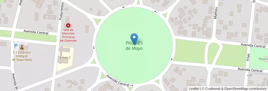 Mapa de ubicacion de Plaza 25 de Mayo en 阿根廷, 布宜诺斯艾利斯省, Partido De Pinamar.