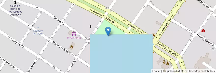 Mapa de ubicacion de Plaza 25 de Mayo en アルゼンチン, ミシオネス州, Departamento Leandro N. Alem, Municipio De Leandro N. Alem, Leandro N. Alem.