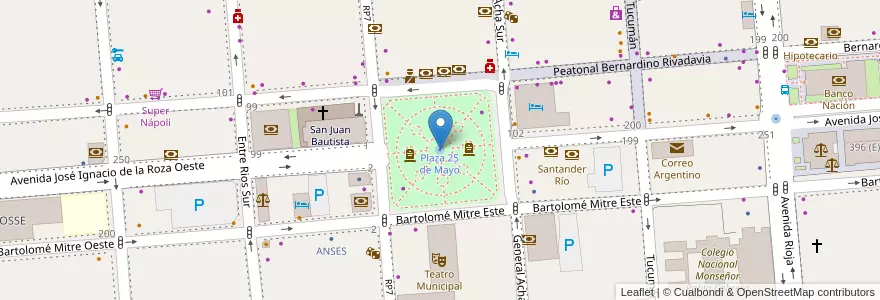 Mapa de ubicacion de Plaza 25 de Mayo en Argentinië, San Juan, Chili, Capital.