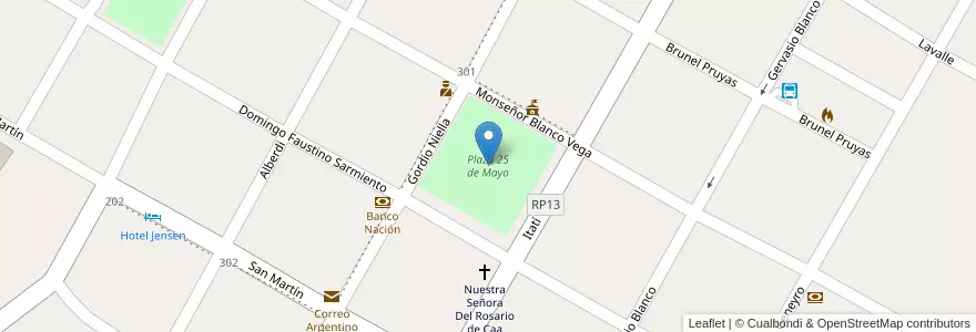 Mapa de ubicacion de Plaza 25 de Mayo en Argentinien, Corrientes, Departamento General Paz, Municipio De Nuestra Señora Del Rosario De Caá Catí.