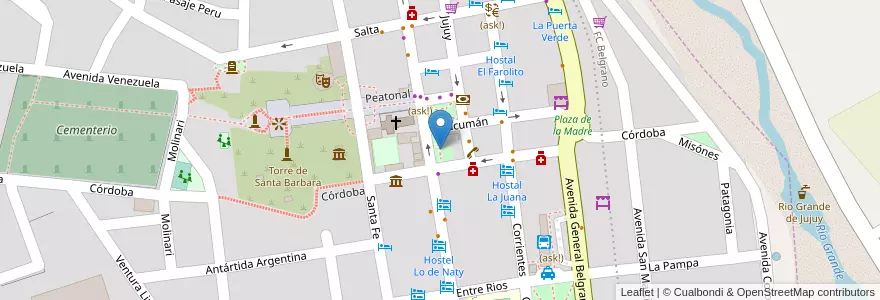 Mapa de ubicacion de Plaza 25 de Mayo en الأرجنتين, Jujuy, Departamento Humahuaca, Municipio De Humahuaca, Humahuaca.