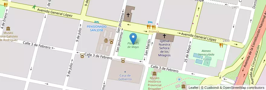 Mapa de ubicacion de Plaza 25 de Mayo en Argentinië, Santa Fe, Departamento La Capital, Santa Fe Capital, Santa Fe.