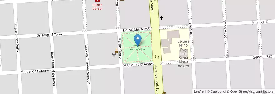 Mapa de ubicacion de Plaza 3 de Febrero en 아르헨티나, 엔트레리오스주, Departamento La Paz, Distrito Alcaraz Primero, Bovril, Bovril.