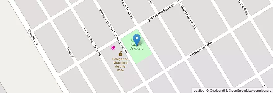 Mapa de ubicacion de Plaza 30 de Agosto en Аргентина, Буэнос-Айрес, Partido Del Pilar, Villa Rosa.