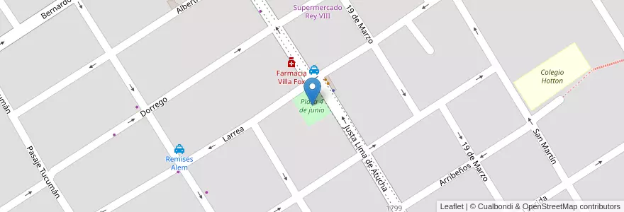 Mapa de ubicacion de Plaza 4 de junio en アルゼンチン, ブエノスアイレス州, Partido De Zárate.