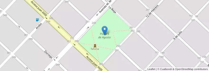 Mapa de ubicacion de Plaza 5 de Agosto en Argentina, Buenos Aires, Partido De Chacabuco, Chacabuco.