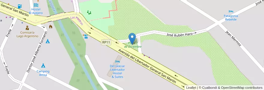 Mapa de ubicacion de Plaza 7 de Diciembre en アルゼンチン, マガジャネス・イ・デ・ラ・アンタルティカ・チレーナ州, チリ, サンタクルス州, El Calafate, Lago Argentino.