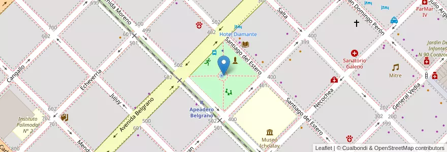 Mapa de ubicacion de Plaza 9 de Julio en Аргентина, Чако, Departamento San Fernando, Ресистенсия, Resistencia.