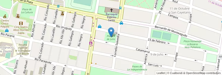 Mapa de ubicacion de Plaza 9 de Julio en アルゼンチン, フフイ州, Departamento Palpalá, Municipio De Palpalá.
