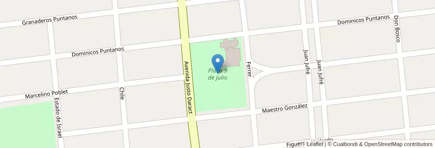 Mapa de ubicacion de Plaza 9 de Julio en アルゼンチン, サンルイス州, Juan Martín De Pueyrredón, Municipio De San Luis, San Luis.