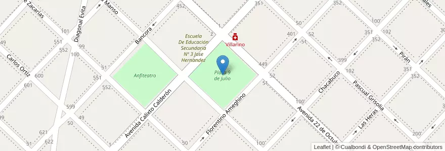 Mapa de ubicacion de Plaza 9 de Julio en Argentina, Buenos Aires, Partido De Chivilcoy, Chivilcoy.
