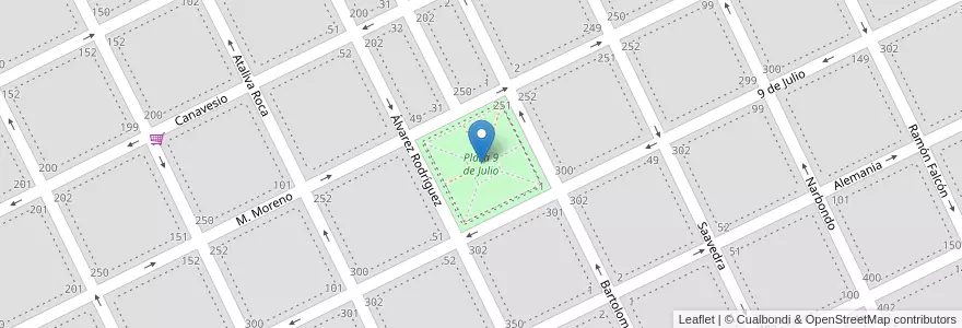Mapa de ubicacion de Plaza 9 de Julio en Argentina, Buenos Aires, Partido De Junín, Junín.