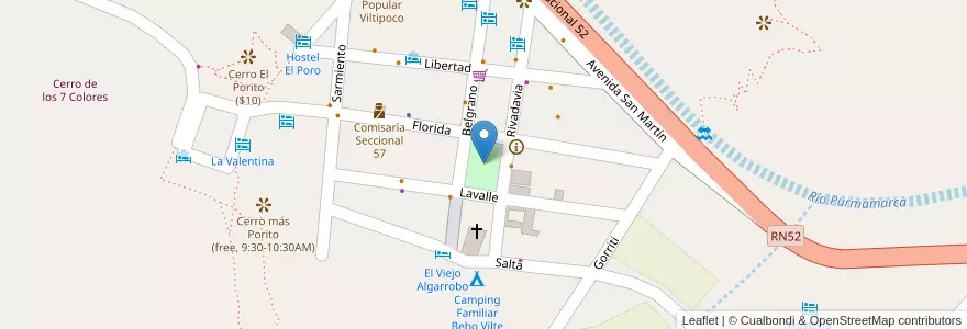 Mapa de ubicacion de Plaza 9 de Julio - Purmamarca en アルゼンチン, フフイ州, Departamento Tumbaya, Municipio De Purmamarca.